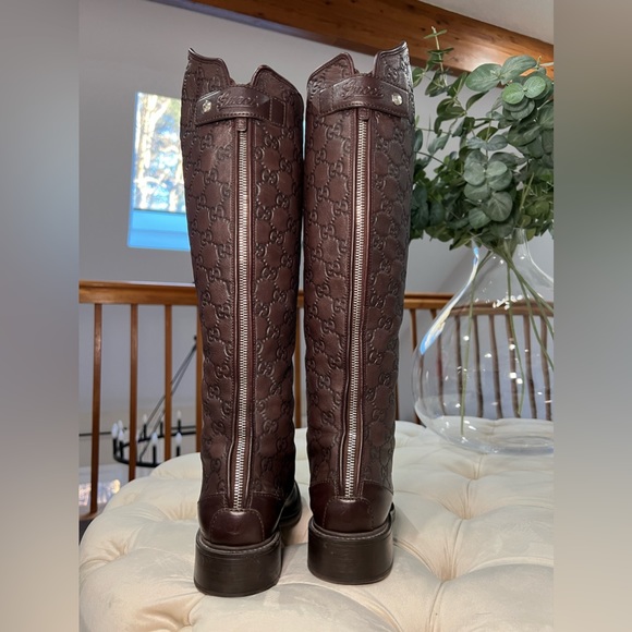 Guccissima Calfskin Miro Soft Knee High Riding Boots in Chocolate - Picture 3 of 12